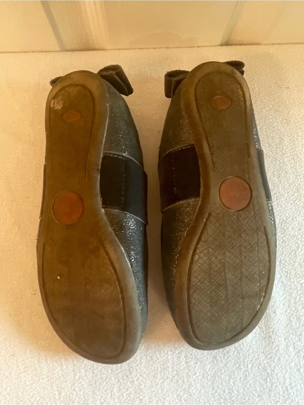 Livie & Luca Black Glitter Mary Jane Flats with Bow Accent